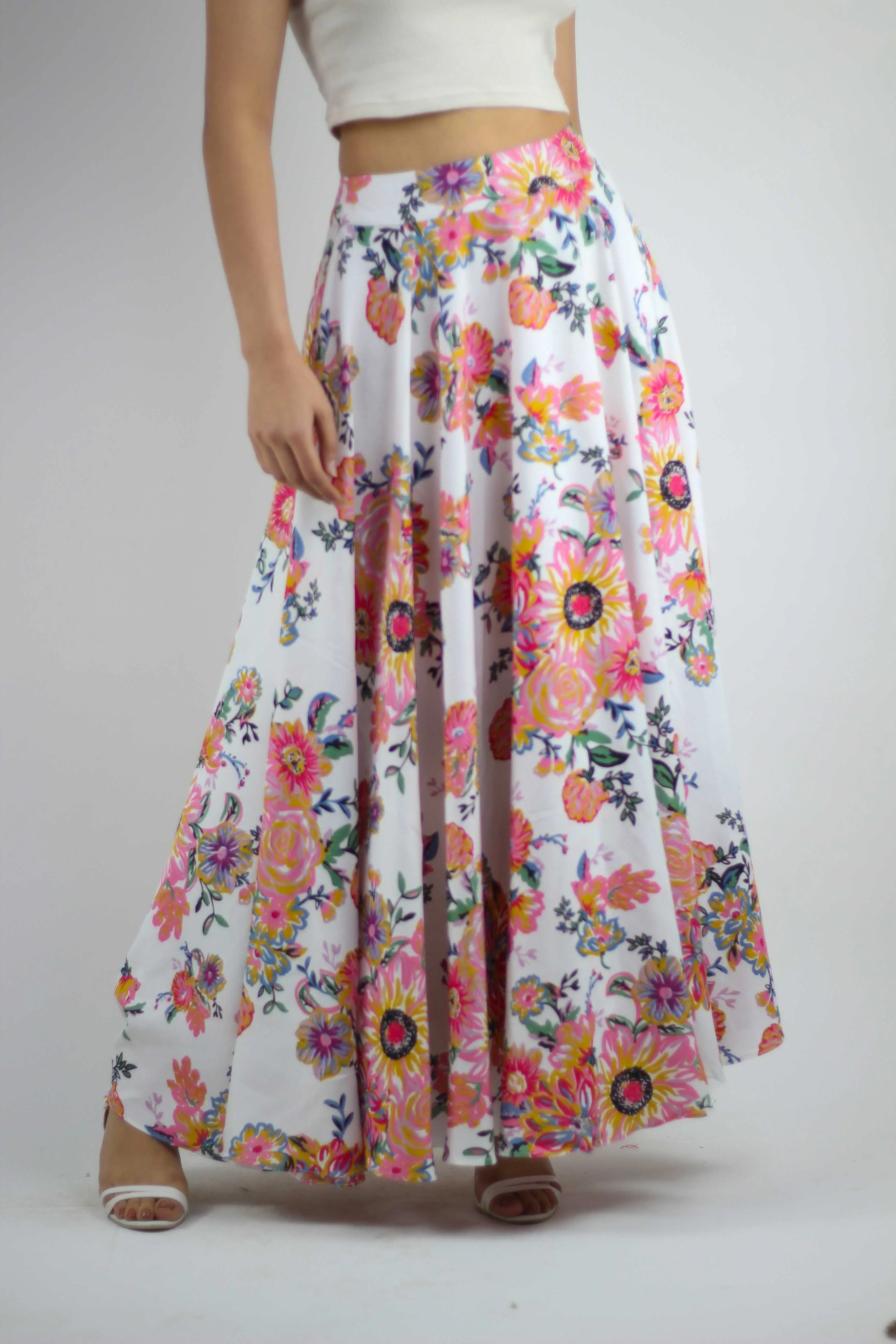 Floral Printed Full-Length Skirt