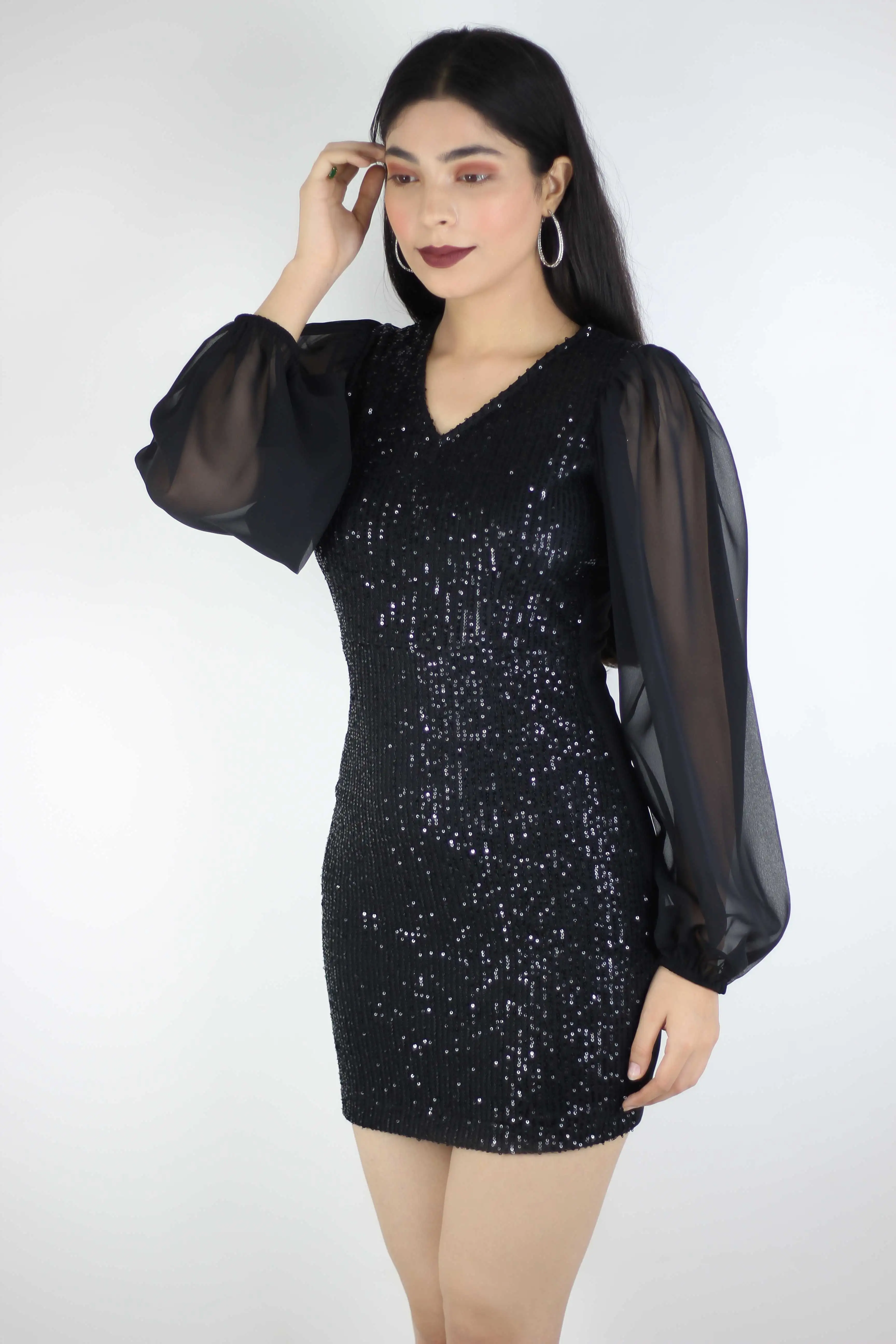 Sequin Sheath Short Black Dress